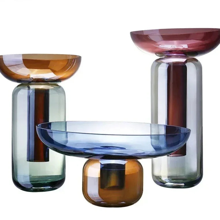 Vaso de vidro com pedestal em dois tons | Ormexis