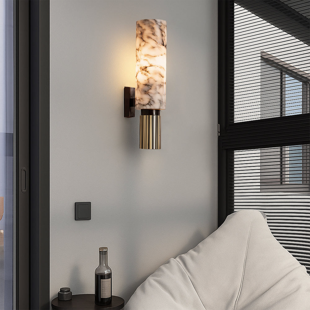 Wandleuchte aus Alabaster und Messing | Ormexis