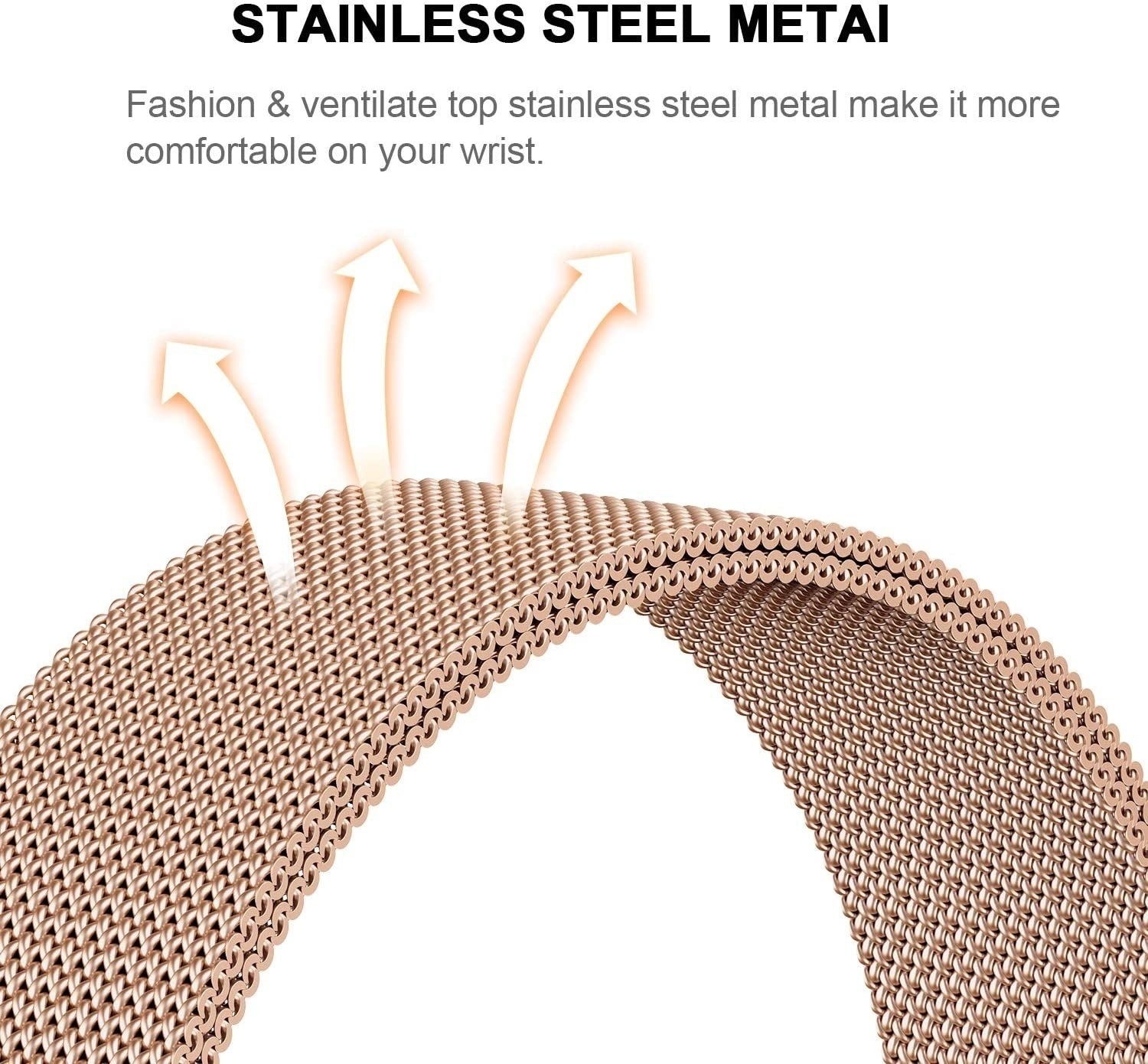 Milanese Rose Gold Band For Polar Ignite 2 Smartwatch
