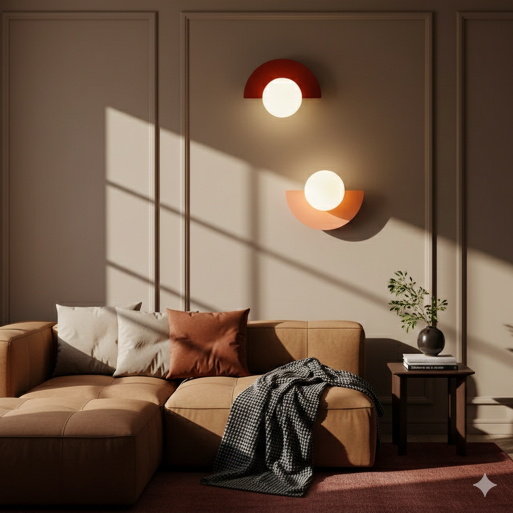 Minimalistisk LED-væglampe med glaskuppel og halvmåneform | Ormexis