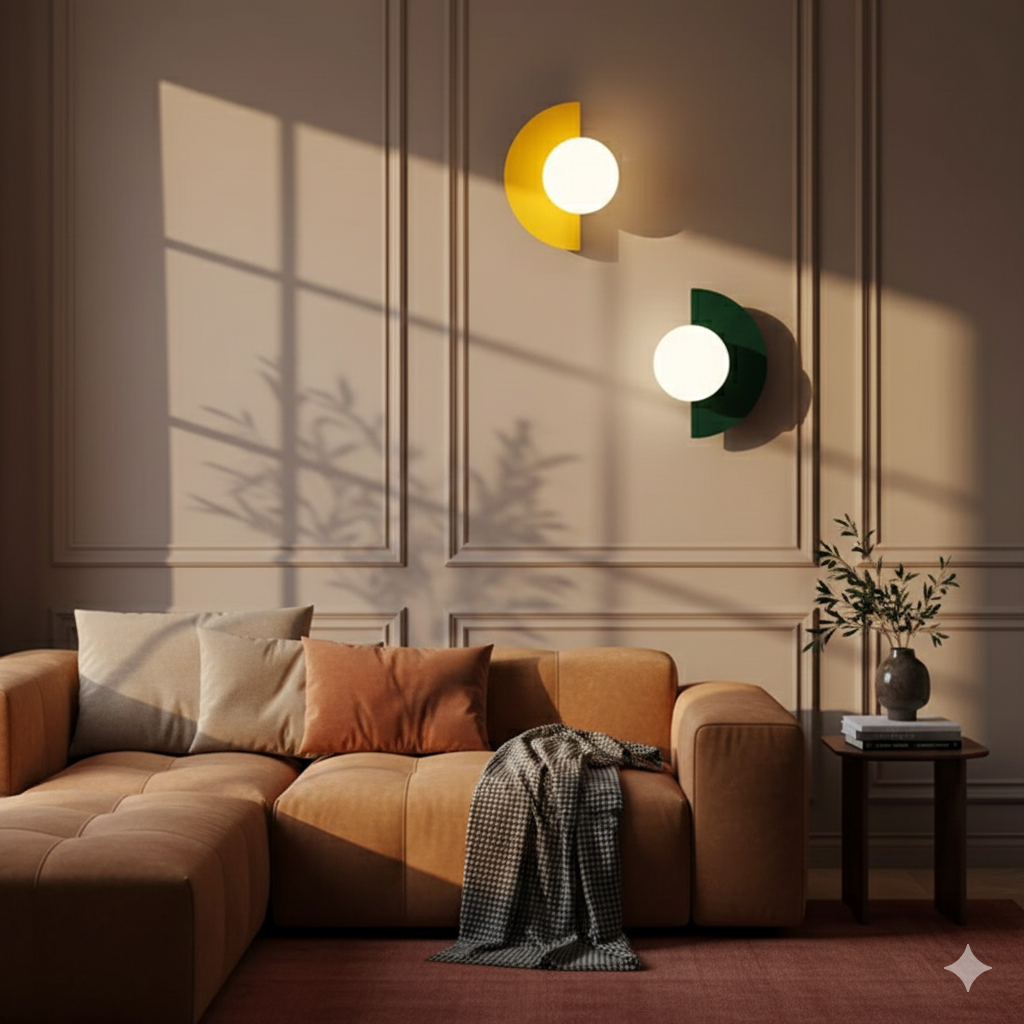 Minimalistisk LED-væglampe med glaskuppel og halvmåneform | Ormexis