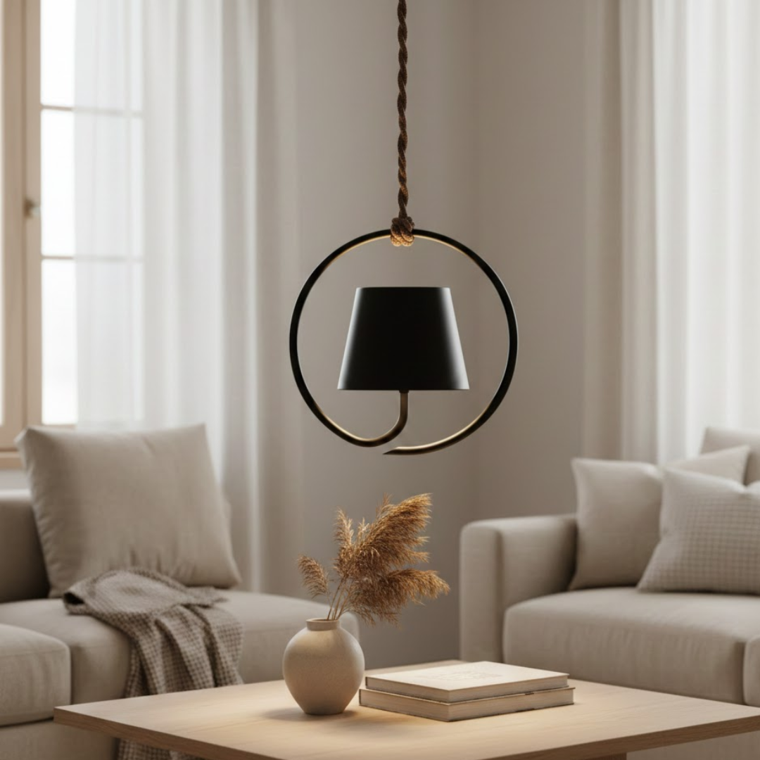 Minimalistische LED-Ringrahmen-Pendelleuchte mit konisch zulaufendem Schirm | Ormexis