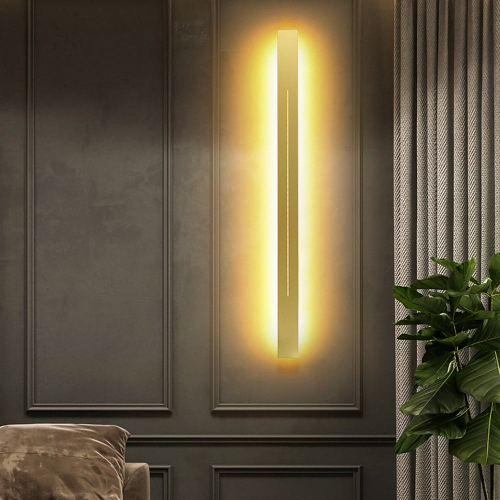 Minimalistyczna liniowa lampa ścienna LED, długa listwa, do wnętrz, czarno-złota | Ormexis
