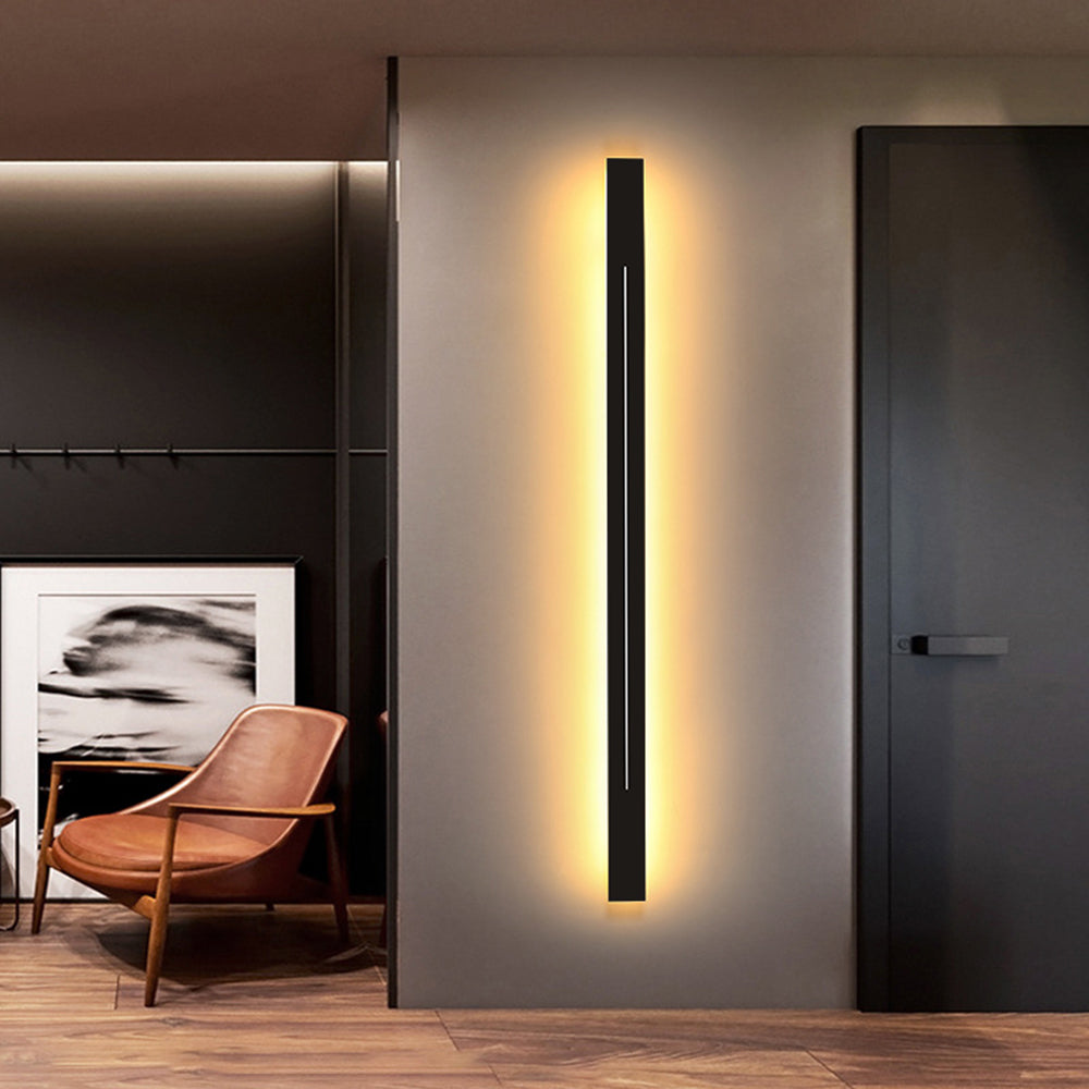 Minimalistyczna liniowa lampa ścienna LED, długa listwa, do wnętrz, czarno-złota | Ormexis