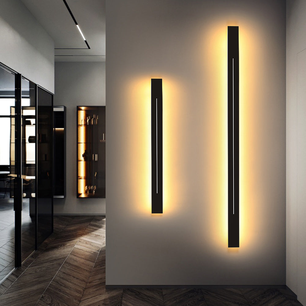 Minimalistyczna liniowa lampa ścienna LED, długa listwa, do wnętrz, czarno-złota | Ormexis