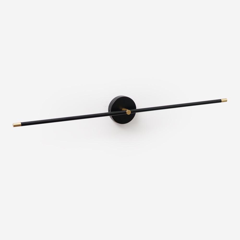 Minimalistische lineare LED-Wandleuchte mit Stab, doppelseitige Wandleuchte in Schwarz und Gold | Ormexis