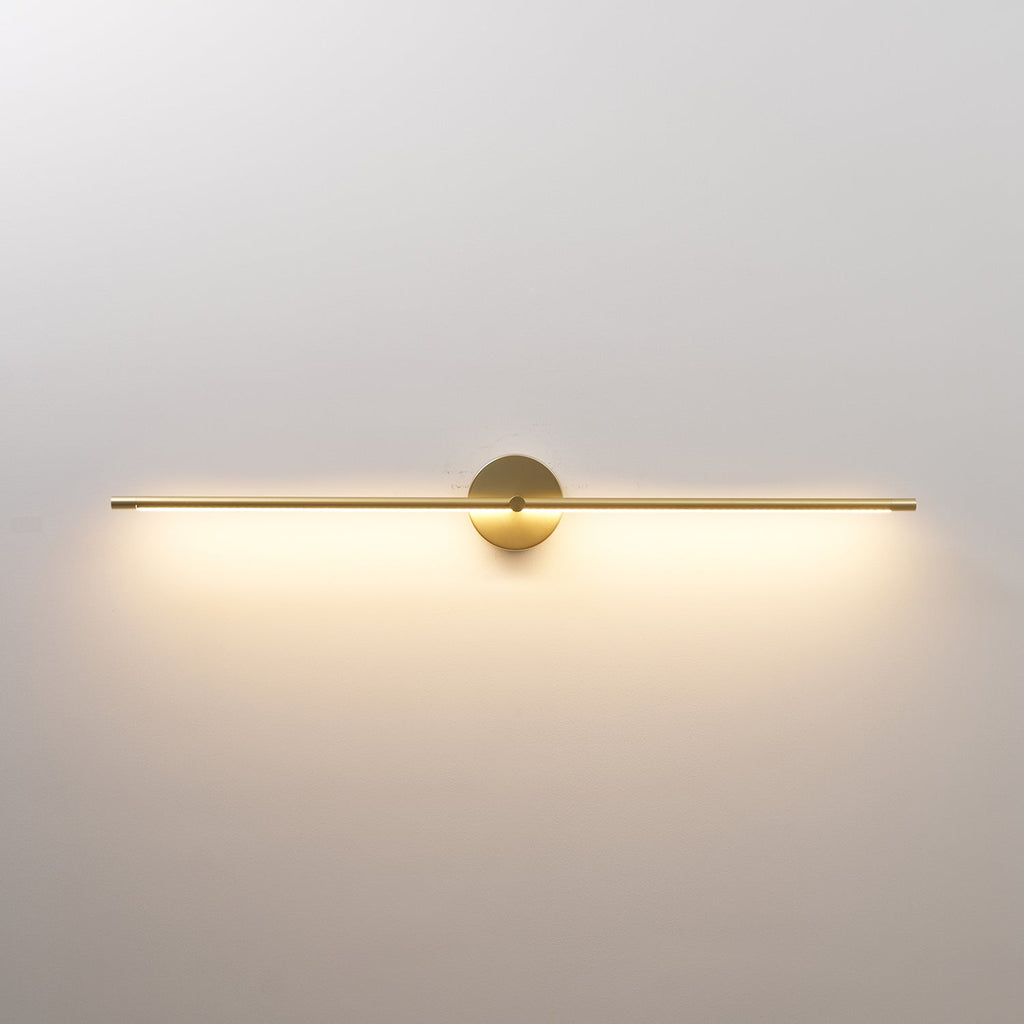 Minimalistische lineare LED-Wandleuchte mit Stab, doppelseitige Wandleuchte in Schwarz und Gold | Ormexis
