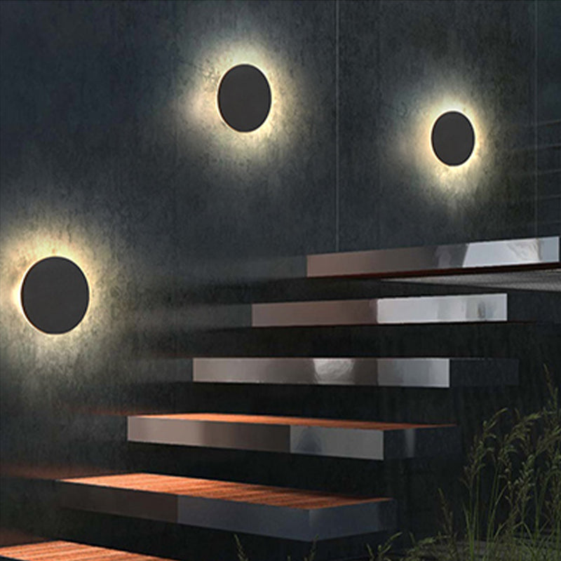 Aplique LED minimalista redondo y cuadrado para exterior, en blanco y negro | Ormexis