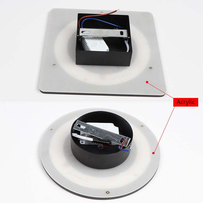 Aplique LED minimalista redondo y cuadrado para exterior, en blanco y negro | Ormexis