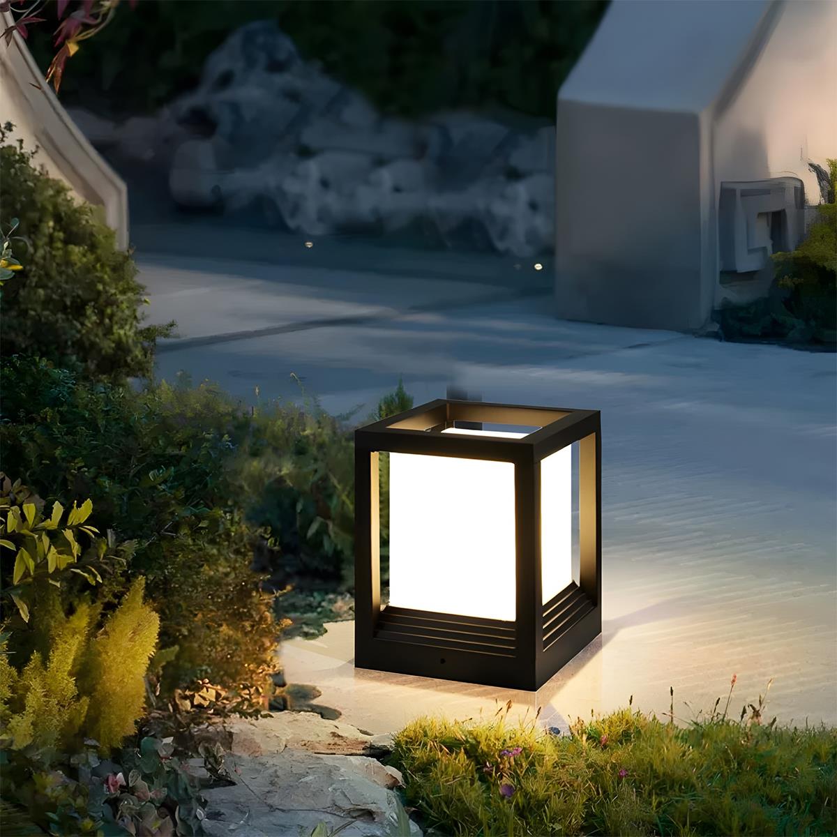 Luminária de poste minimalista com moldura geométrica | Ormexis
