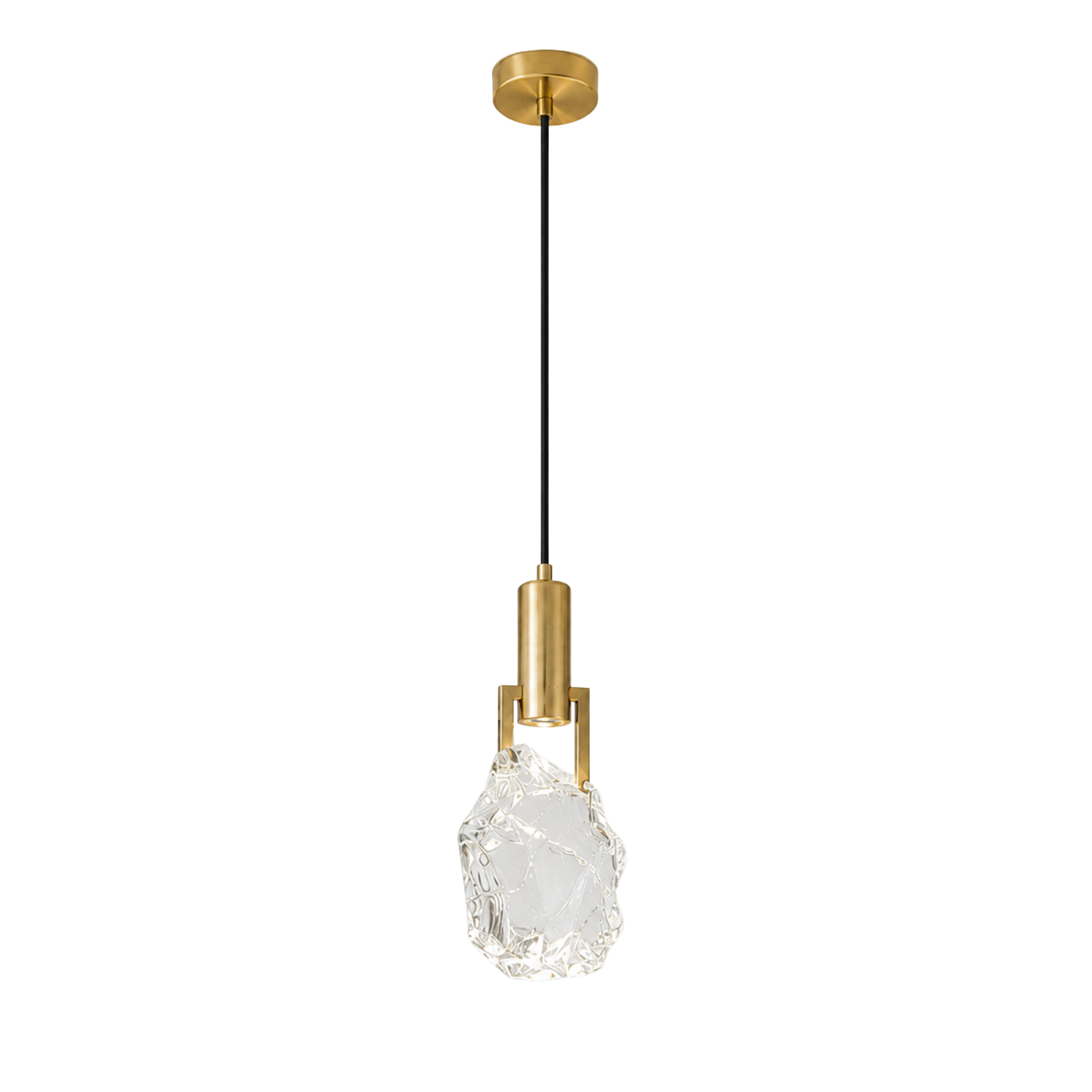 Lustră suspendată mini modernă din cristal și piatră, în negru sau auriu | Ormexis
