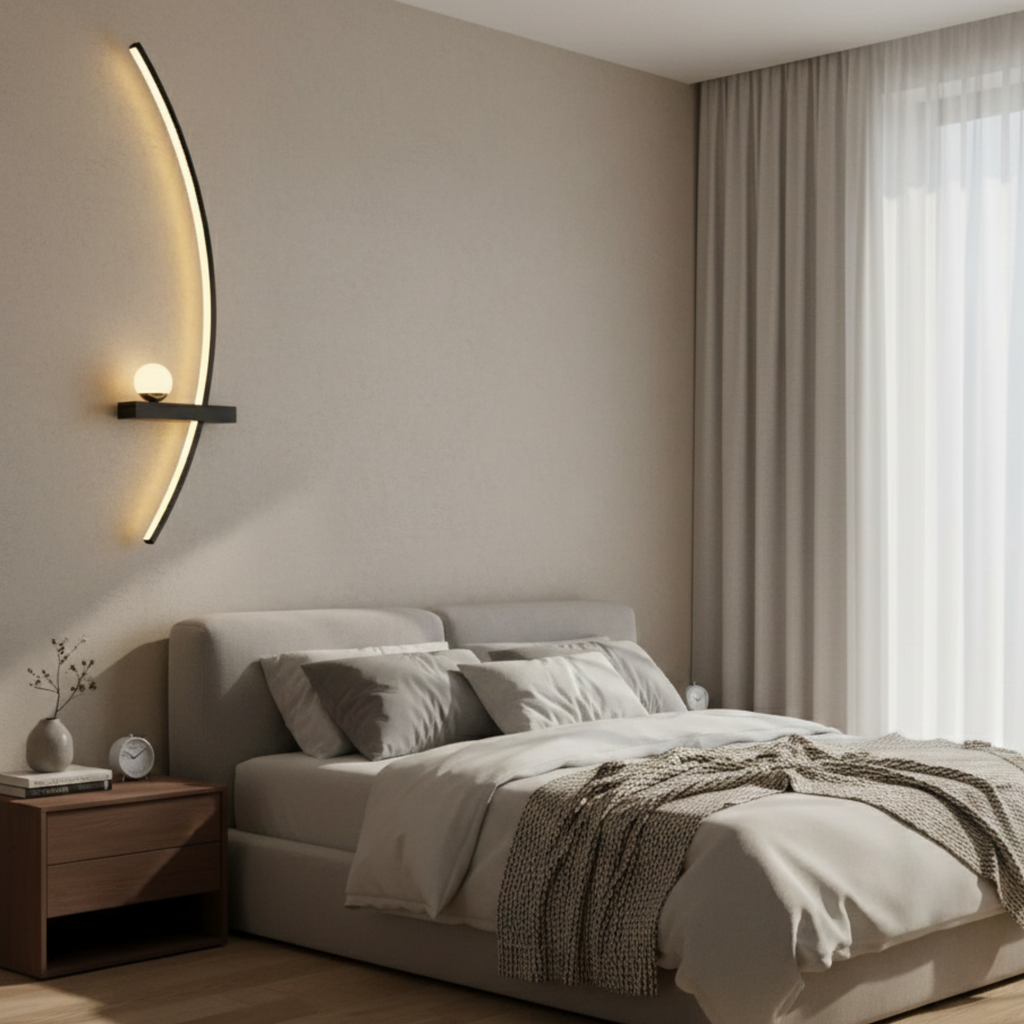 Moderne buede LED-væglamper, sæt med 2 dæmpbare væglamper til sengen | Ormexis