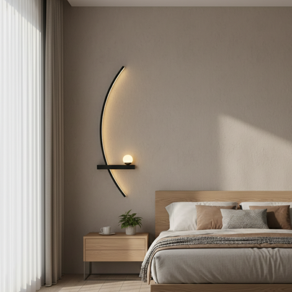 Moderne buede LED-væglamper, sæt med 2 dæmpbare væglamper til sengen | Ormexis