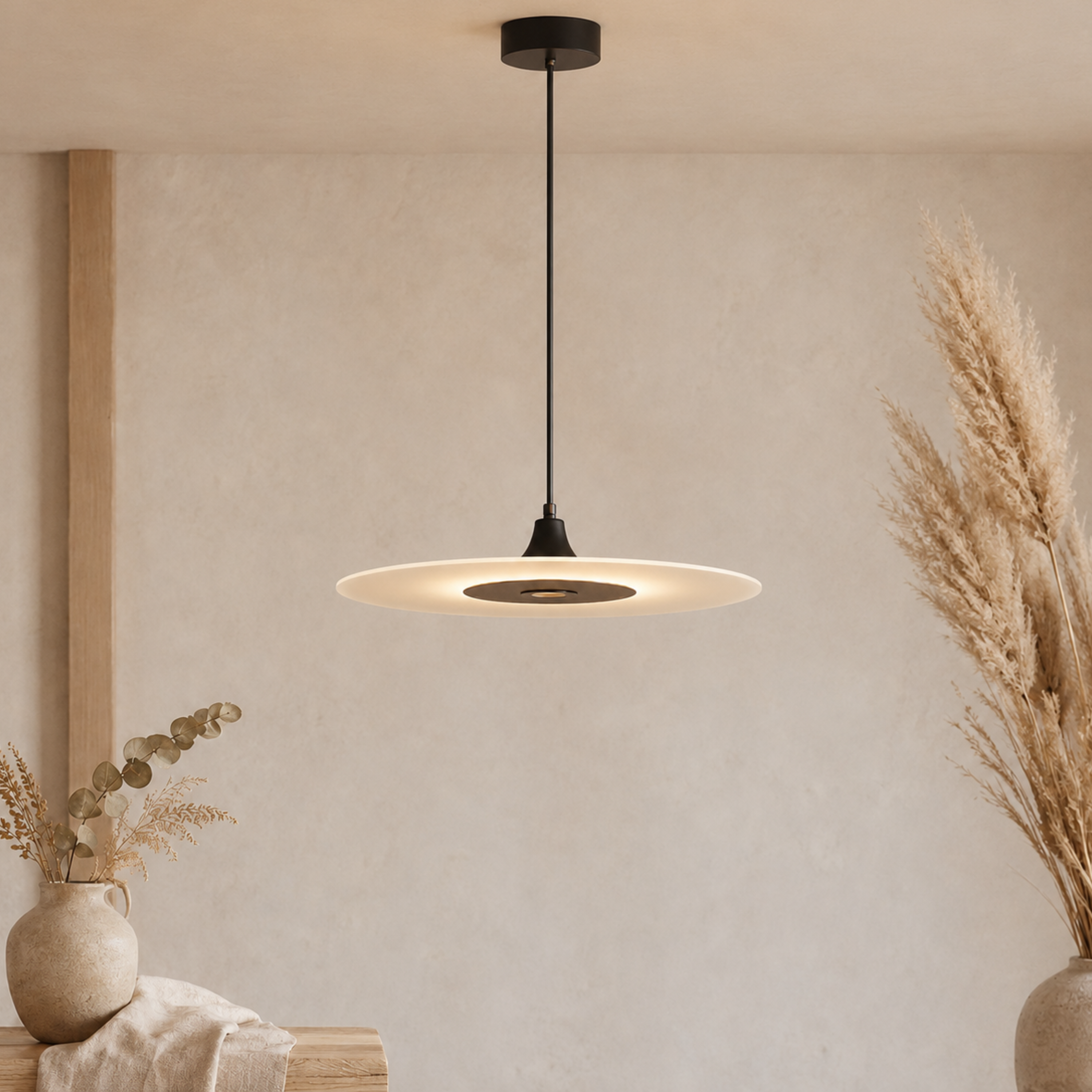 Moderní minimalistické ploché závěsné LED svítidlo v černé nebo zlaté barvě | Ormexis