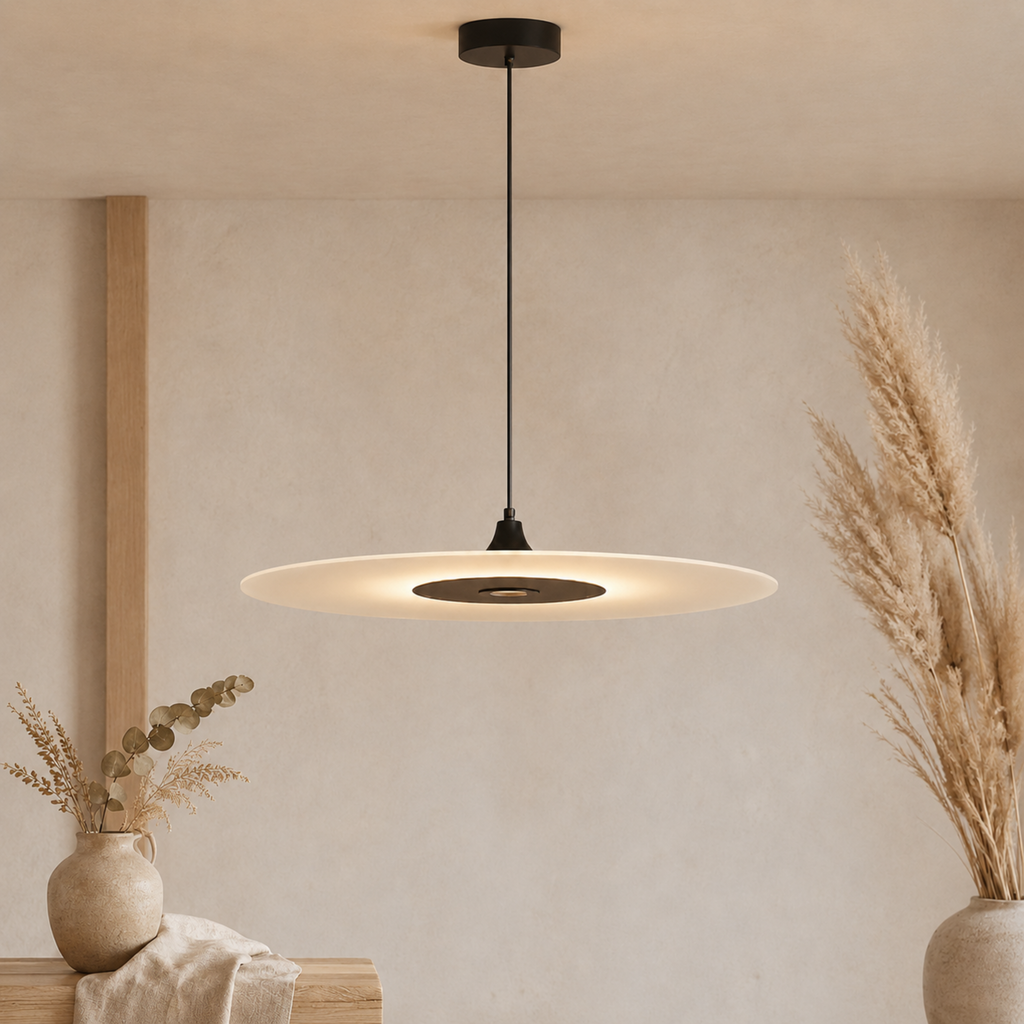Moderní minimalistické ploché závěsné LED svítidlo v černé nebo zlaté barvě | Ormexis