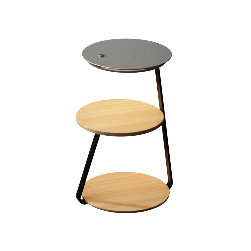Table d’appoint moderne à deux niveaux avec cadre en acier revêtu | Ormexis