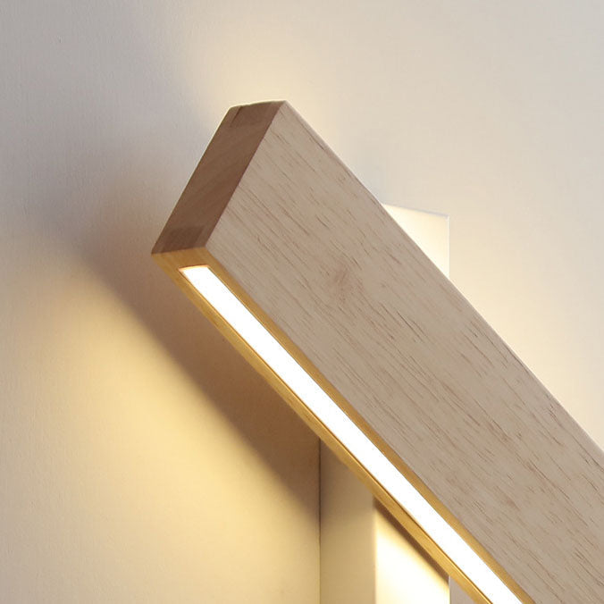 Aplique de parede LED retangular em madeira natural, minimalista Japandi, para cabeceira | Ormexis