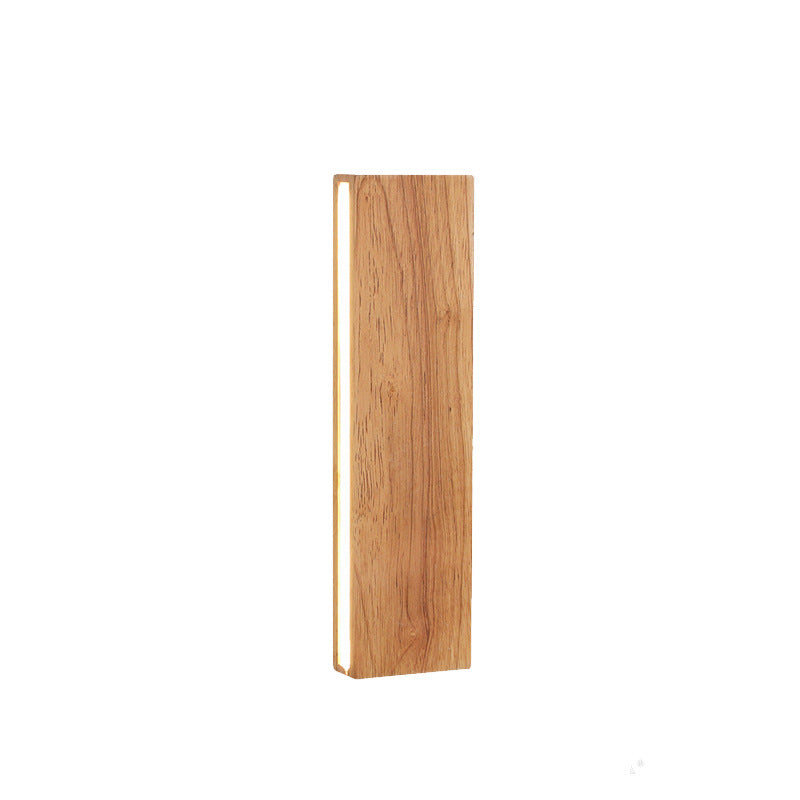 Aplique de parede LED retangular em madeira natural, minimalista Japandi, para cabeceira | Ormexis