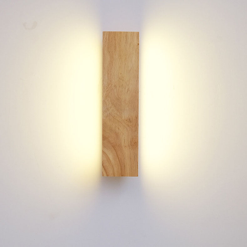 Aplique de parede LED retangular em madeira natural, minimalista Japandi, para cabeceira | Ormexis