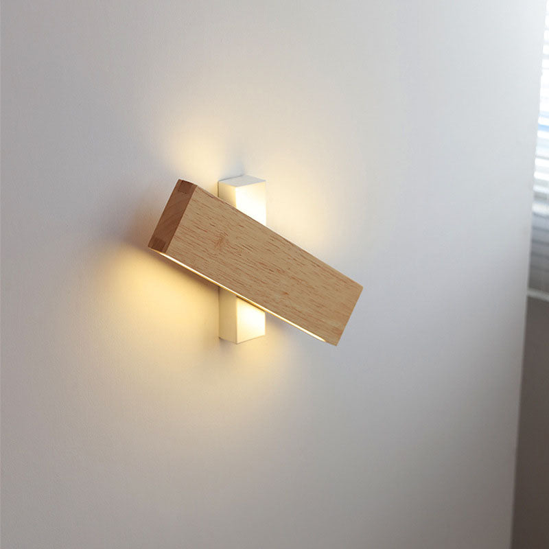 Aplique de parede LED retangular em madeira natural, minimalista Japandi, para cabeceira | Ormexis