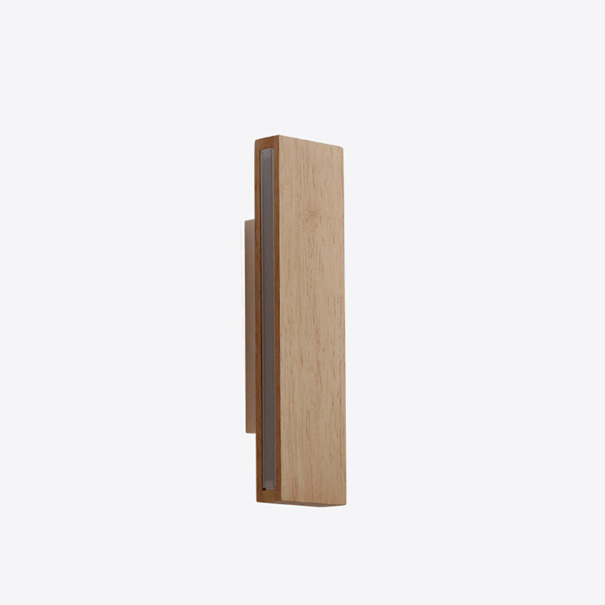 Aplique de parede LED retangular em madeira natural, minimalista Japandi, para cabeceira | Ormexis