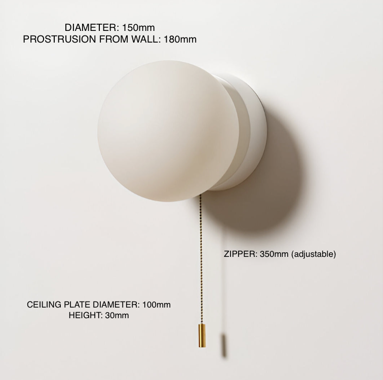 Nástěnné LED svítidlo Nordic Frosted Glass Globe s tahacím lankem | Ormexis