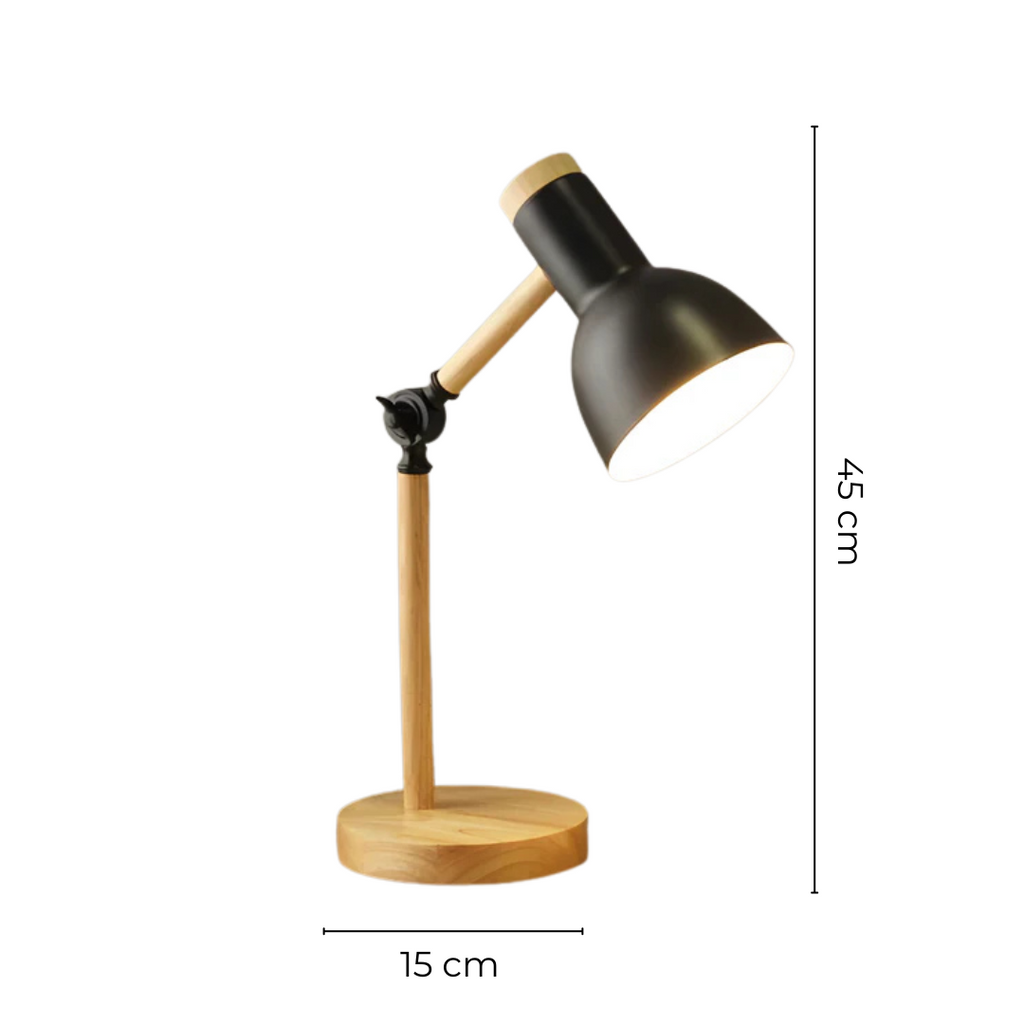 Candeeiro de mesa nórdico ajustável com braço de madeira | Ormexis