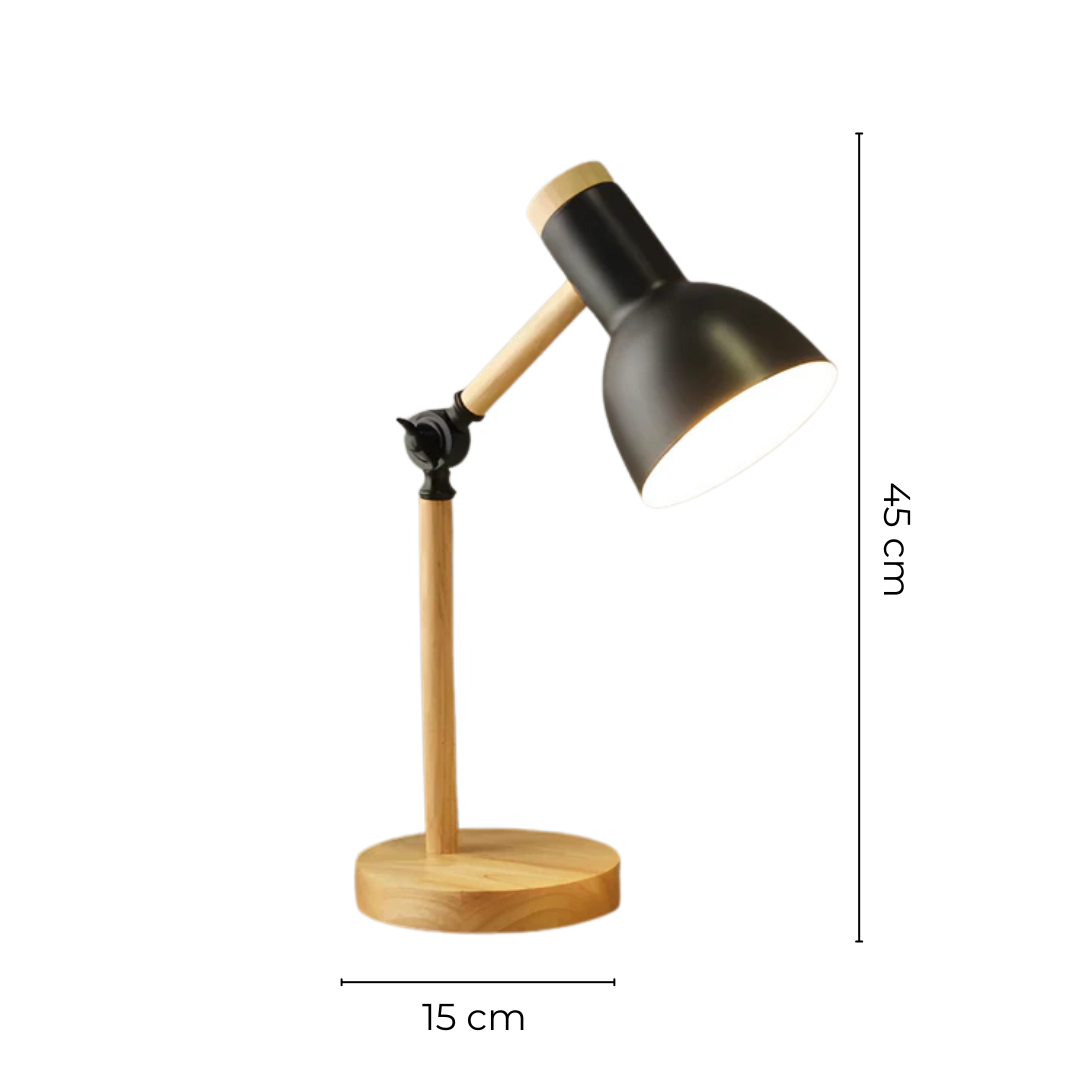 Candeeiro de mesa nórdico ajustável com braço de madeira | Ormexis