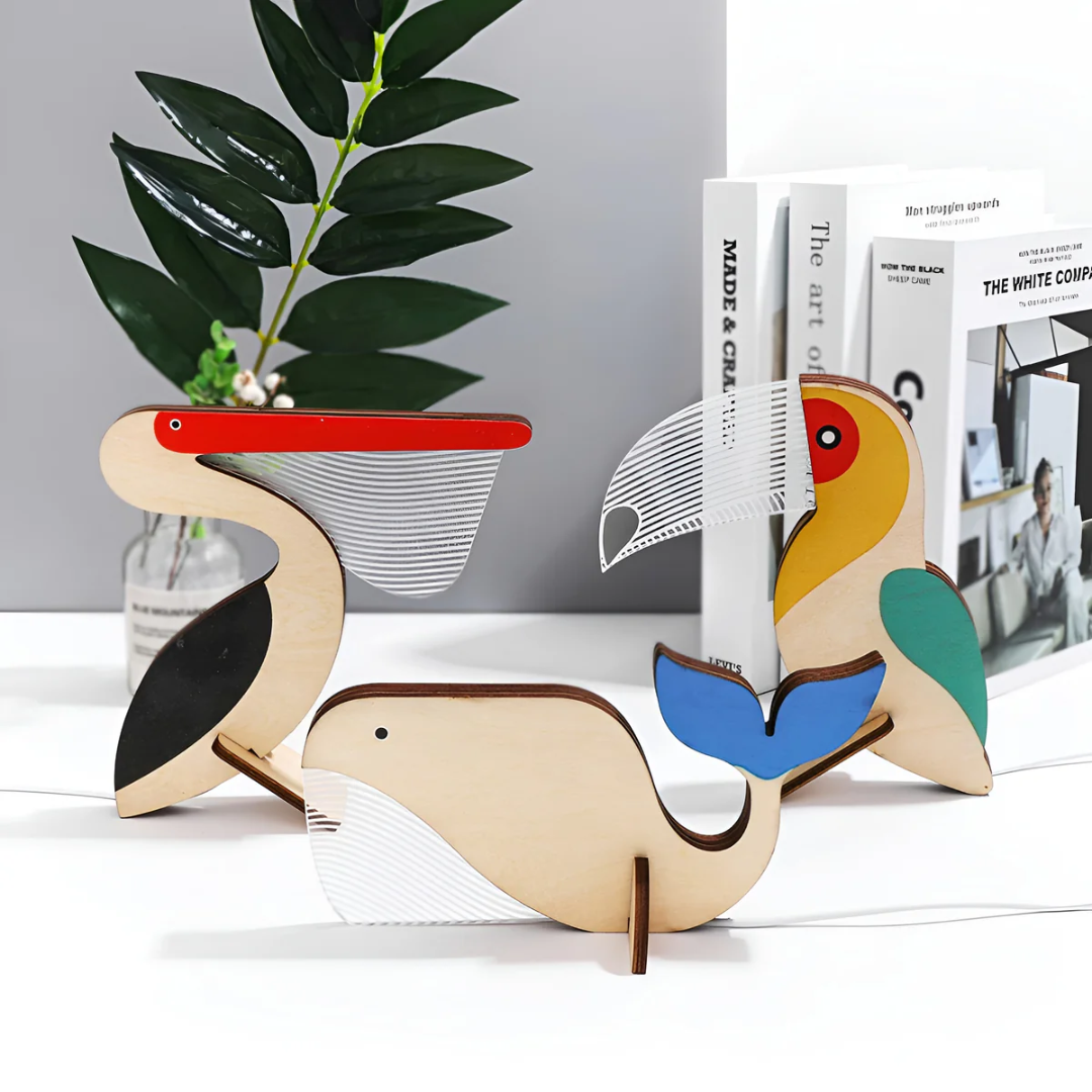 Nordic Wooden Animal Table Lamp USB Powered Warm White LED | Ormexis