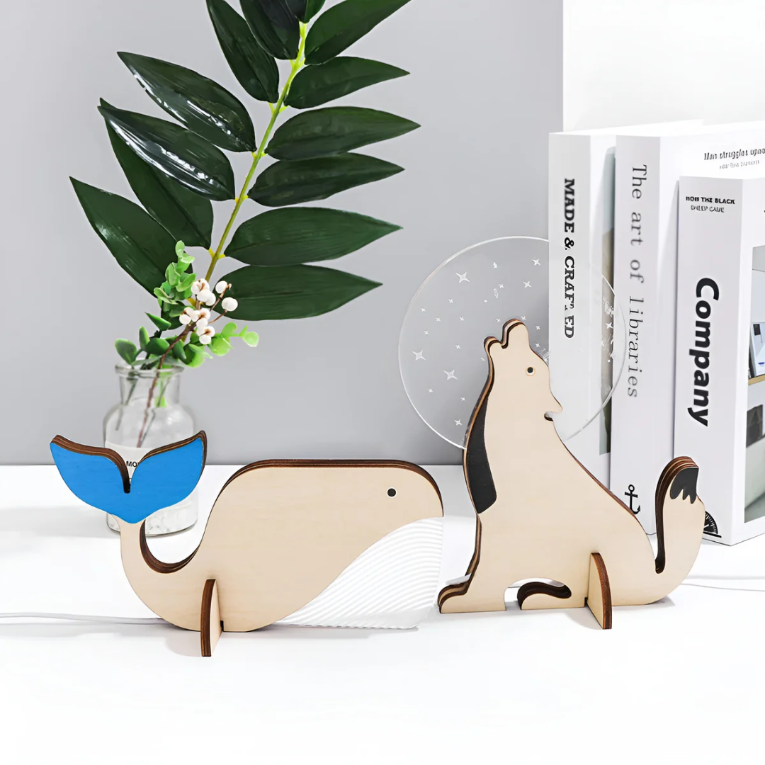 Nordic Wooden Animal Table Lamp USB Powered Warm White LED | Ormexis