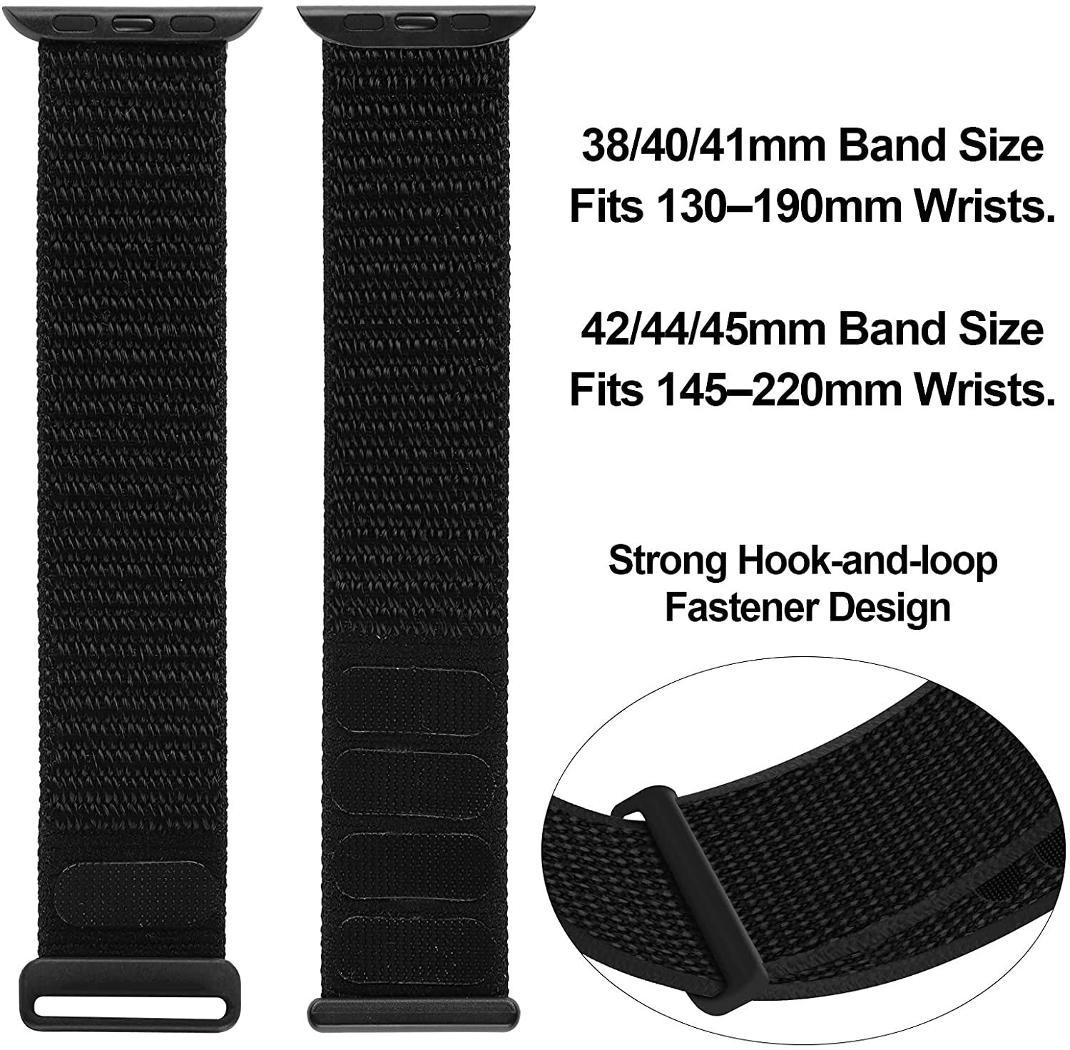 Nylonový řemínek na Apple Watch s suchým zipem, černá verze