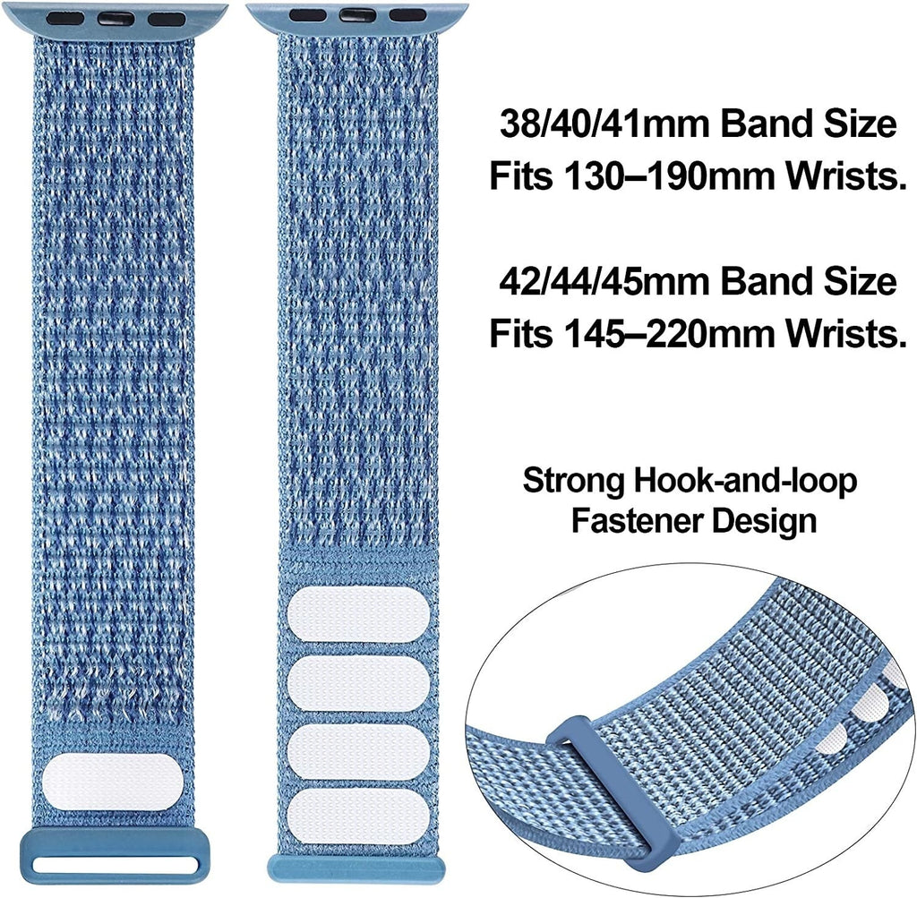 Cinturino di ricambio per Apple Watch con loop in nylon di colore blu