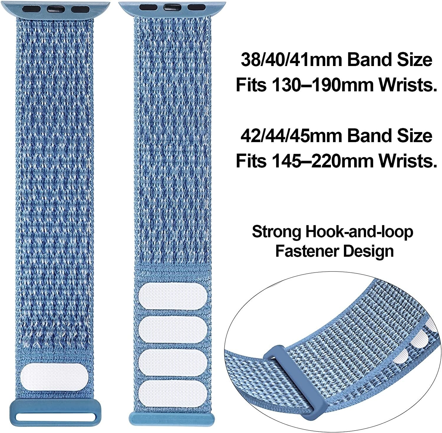 Cinturino di ricambio per Apple Watch con loop in nylon di colore blu