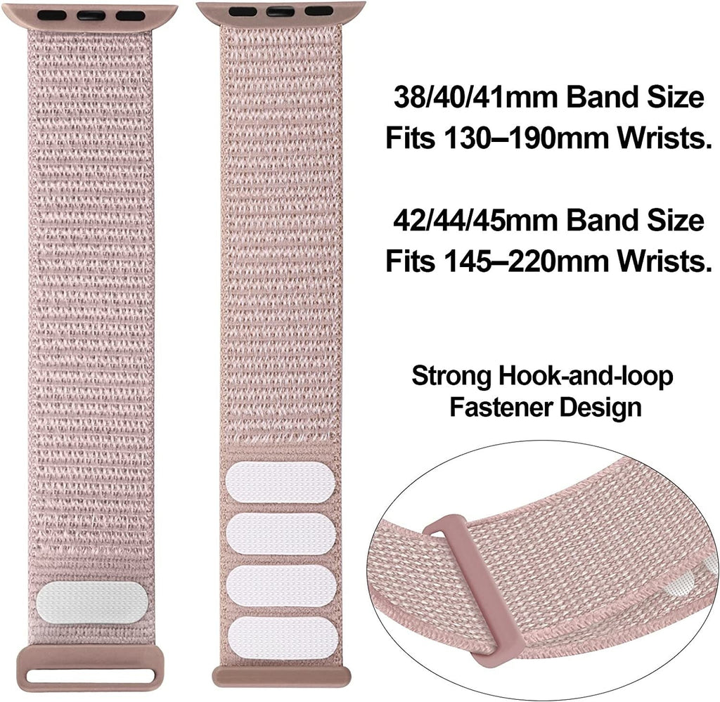 Apple Watch lys rosa nylonrem med fargefinish