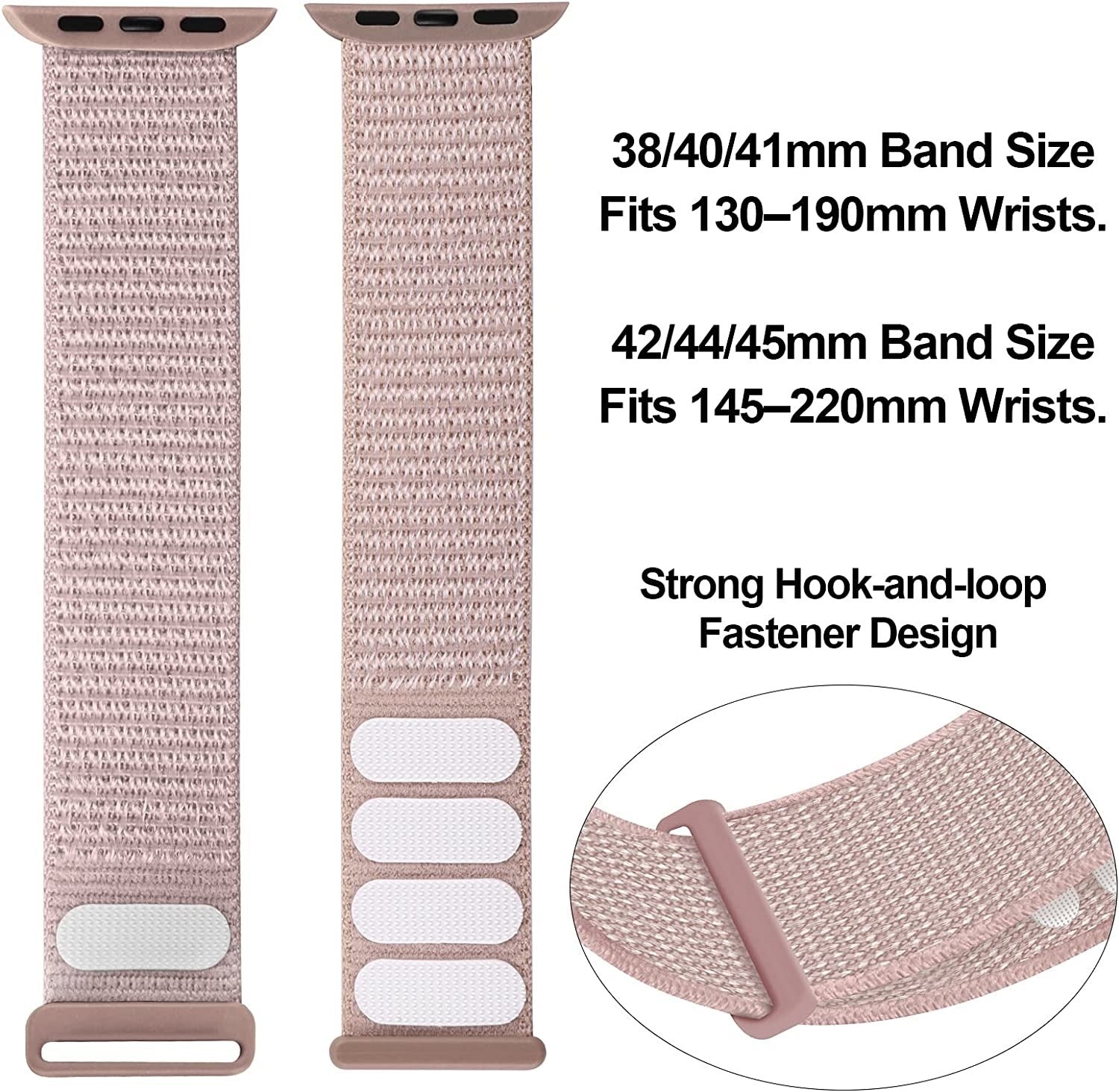 Apple Watch lys rosa nylonrem med fargefinish