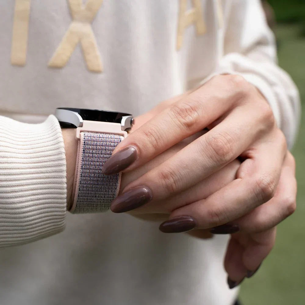 Correa de nylon rosa y gris de repuesto para Garmin Venu 2S