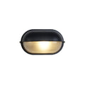 Oval udendørs væglampe i ribbet glas, sort, industriel bulkhead | Ormexis