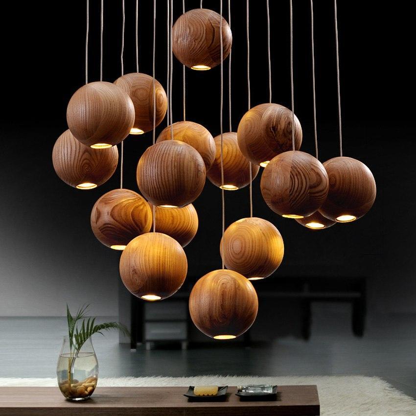 Sylva Kronleuchter aus massivem Holz für moderne Wohnzimmer