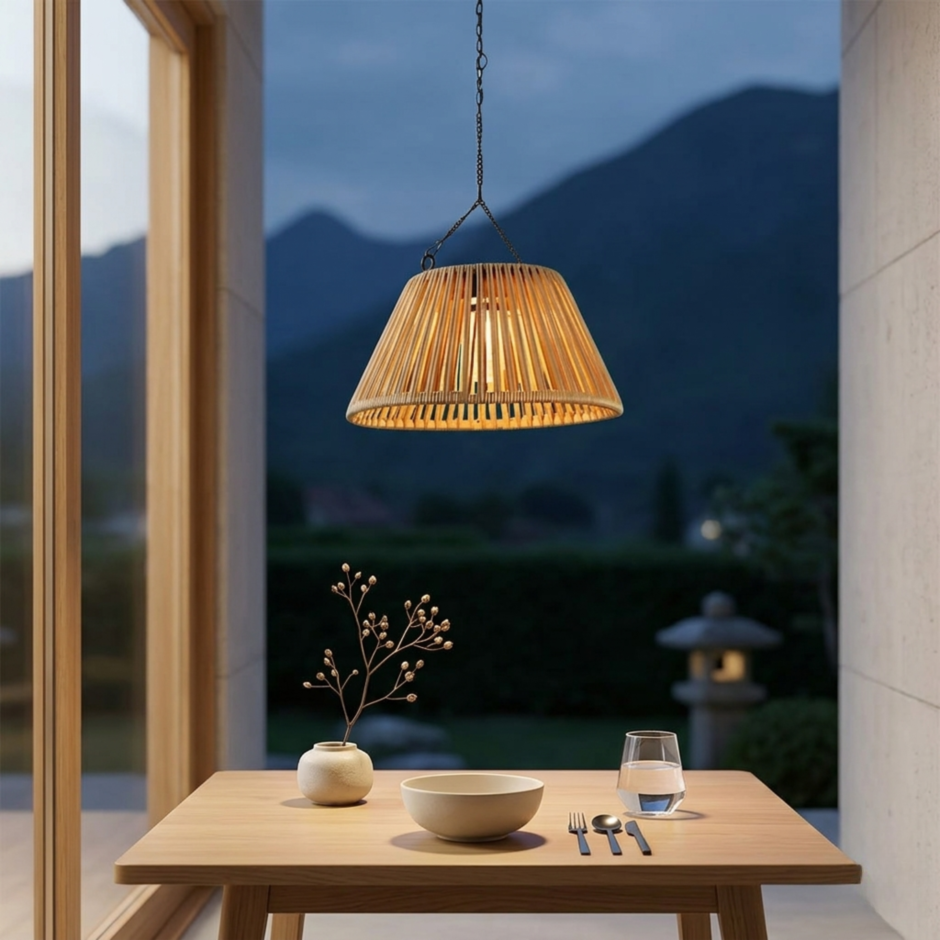 Lanterna Solar com Efeito de Rattan, Recarregável por USB, para Exteriores, Pendente para Jardim | Ormexis