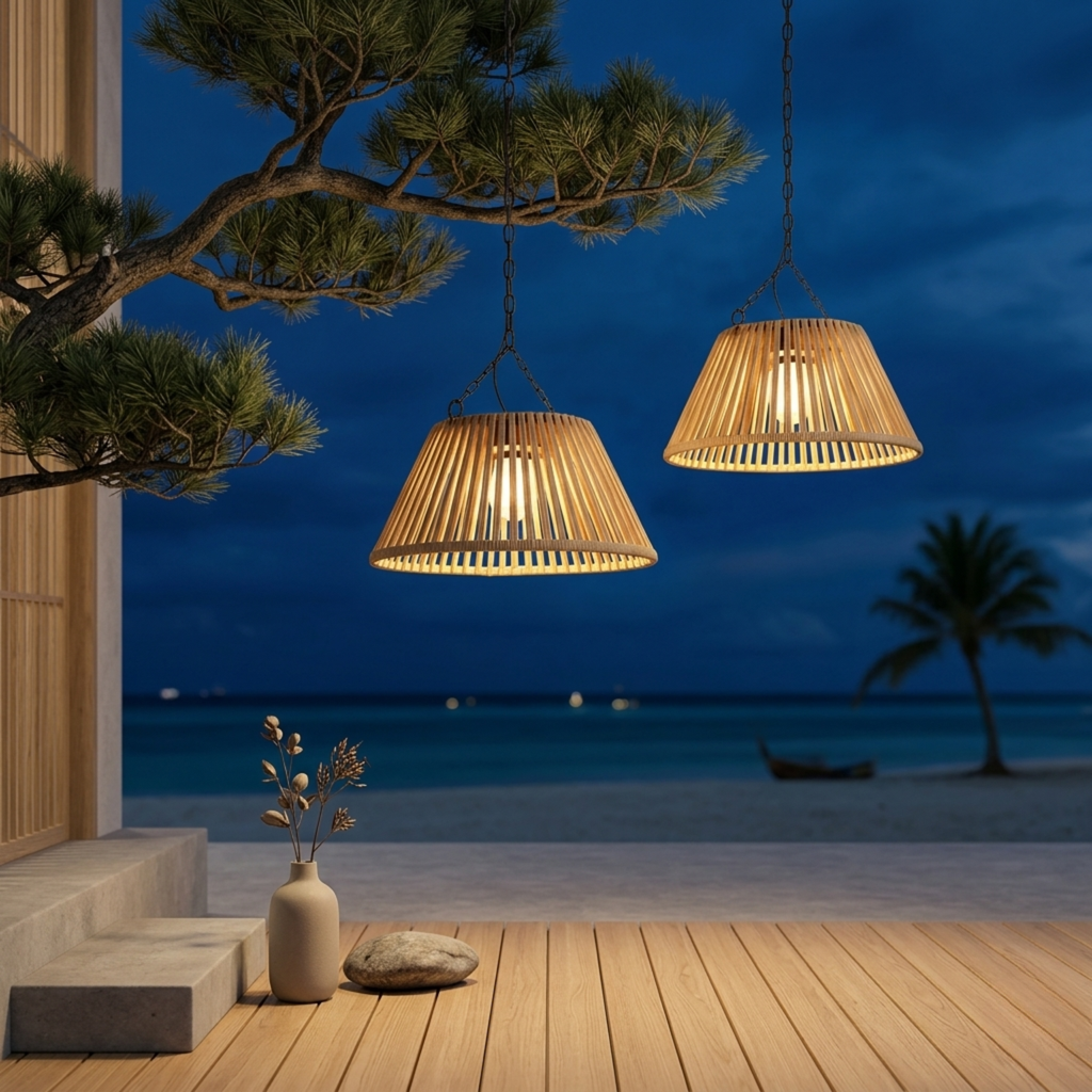Lanterna Solar com Efeito de Rattan, Recarregável por USB, para Exteriores, Pendente para Jardim | Ormexis