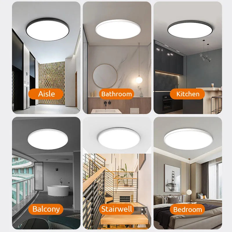 Kulaté slim LED stropní svítidlo do koupelny IP44, bílé a černé | Ormexis
