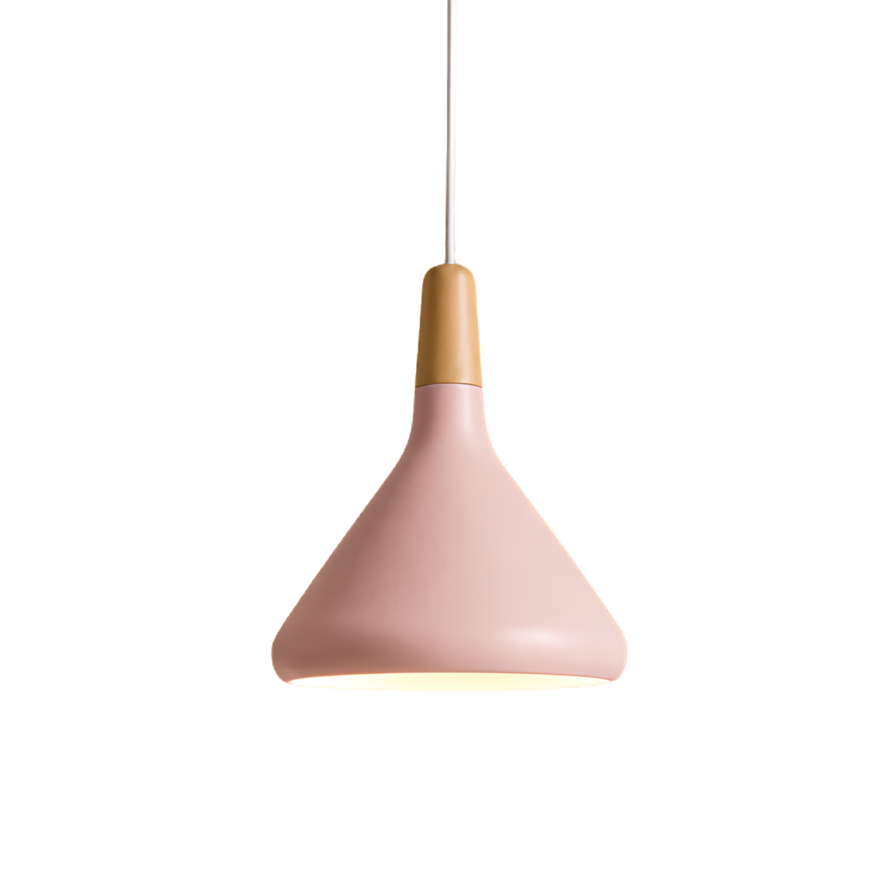 Scandi Wood Tone Top Cone Pendant Light Aluminium LED Ceiling Light | Ormexis