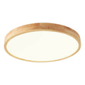 Candeeiro de teto LED escandinavo redondo, ultrafino, em madeira natural, de montagem saliente | Ormexis