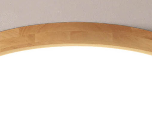 Candeeiro de teto LED escandinavo redondo, ultrafino, em madeira natural, de montagem saliente | Ormexis
