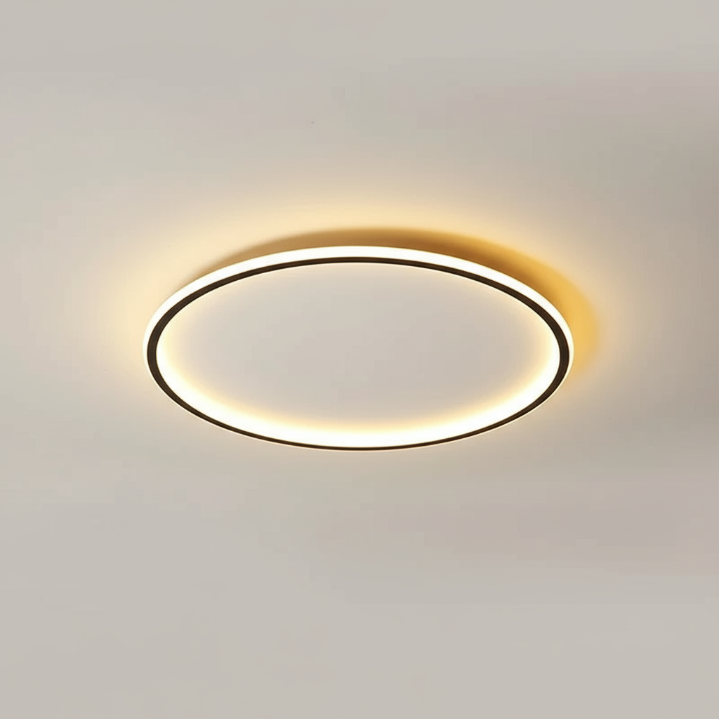 Candeeiro de teto LED fino com anel escandinavo, montagem rente minimalista, em preto, branco ou dourado | Ormexis