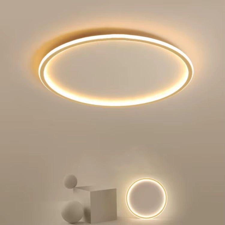 Candeeiro de teto LED fino com anel escandinavo, montagem rente minimalista, em preto, branco ou dourado | Ormexis