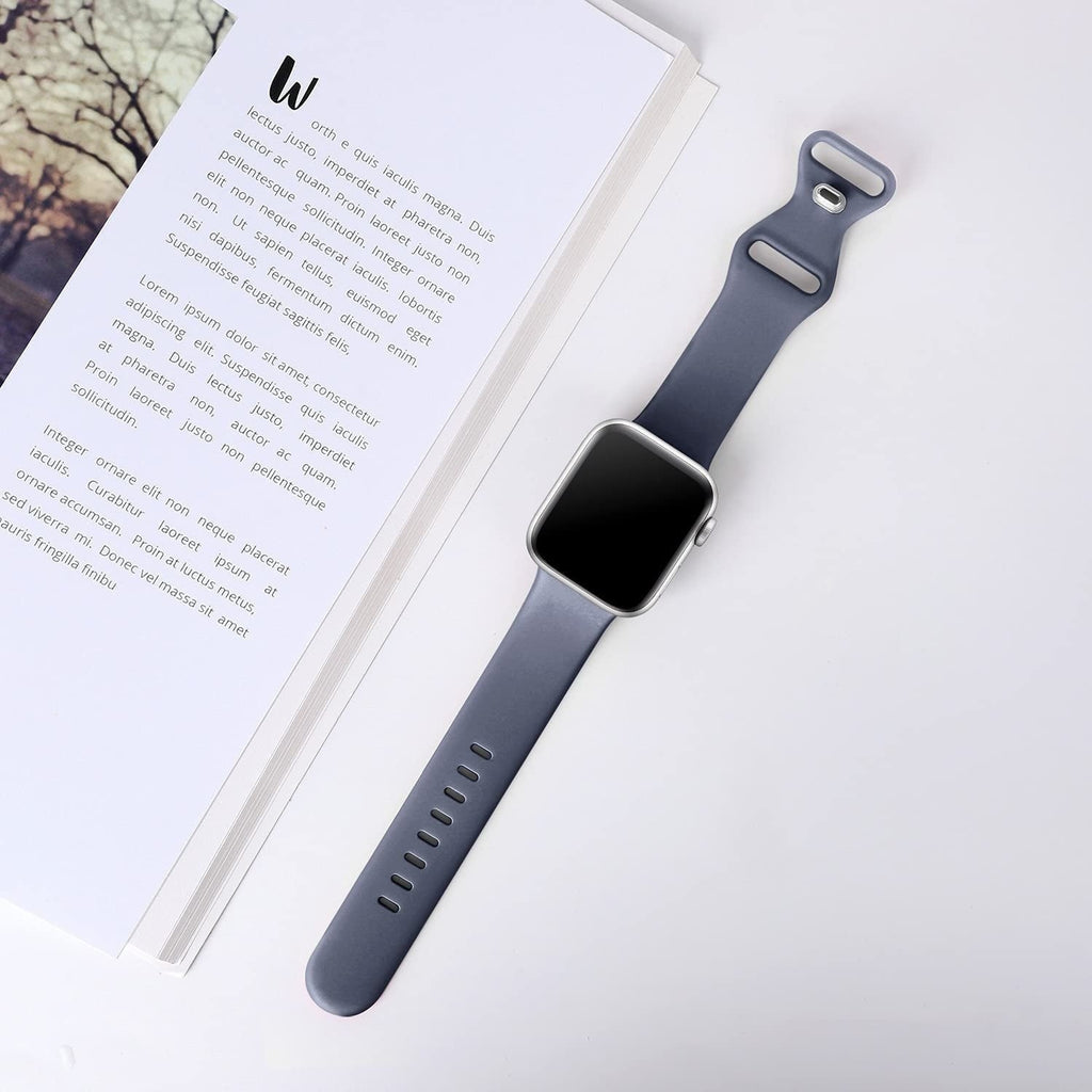 Szary niebieski pasek silikonowy do Apple Watch w klasycznym stylu