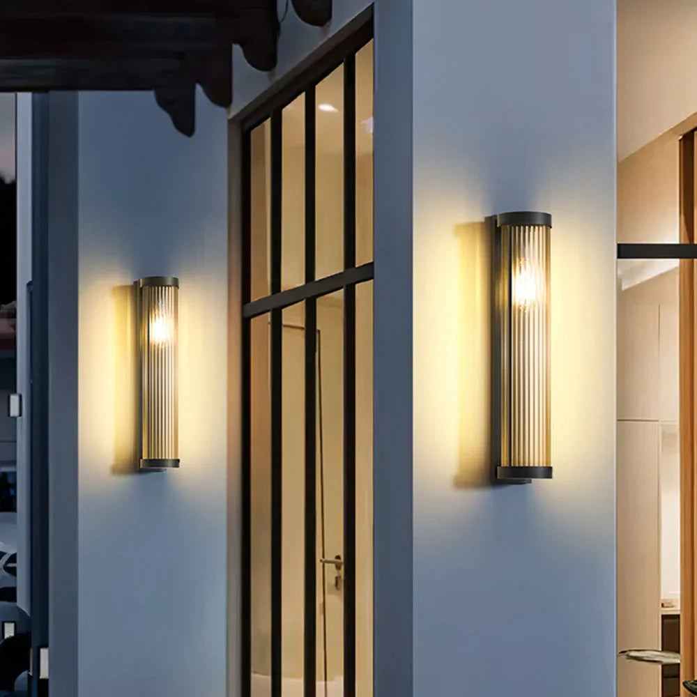 Ribbed Cylinder Outdoor Wall Light | Ormexis