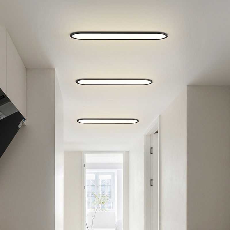 Slim Oval LED Flush Mount Ceiling Light Minimalist Black And White | Ormexis
