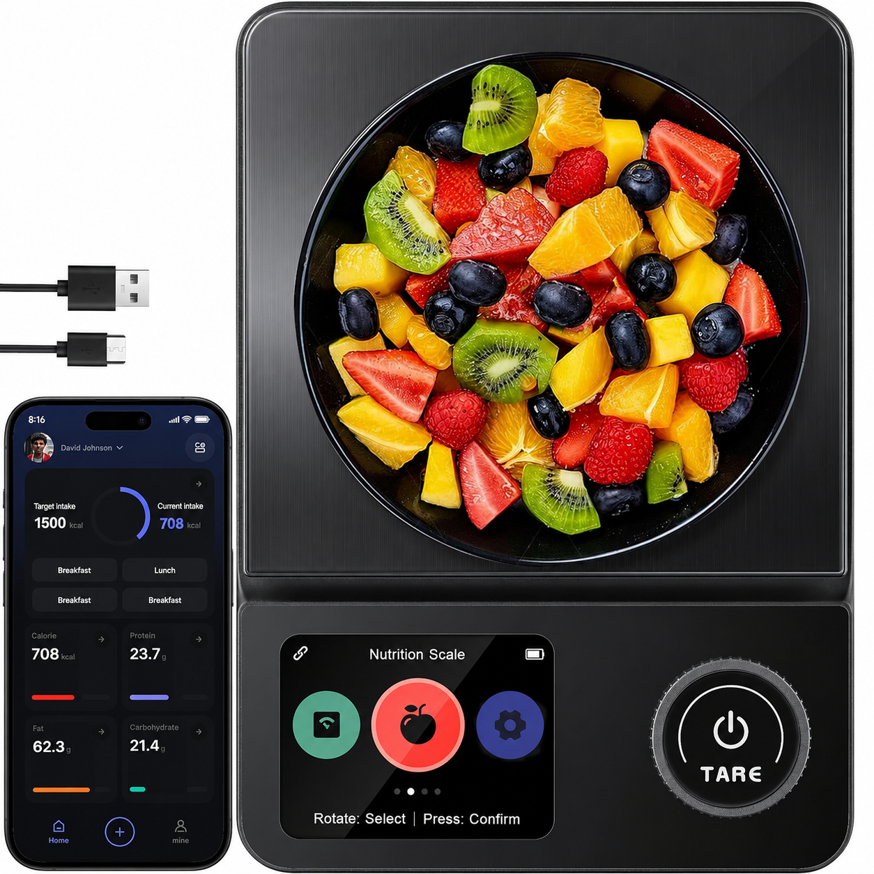 Precision Kitchen Scale With Nutritional Calculator For Digital Weight Loss Tracking